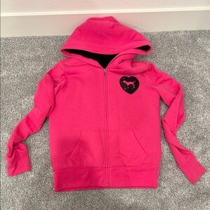 Victoria's Secret Pink Fur Lined Hoodie with Sequin Logo